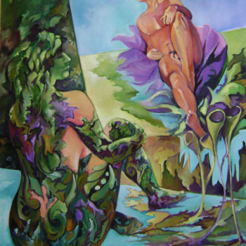 Pintura titulada "végétalisme" por Martine Woellet, Obra de arte original, Oleo