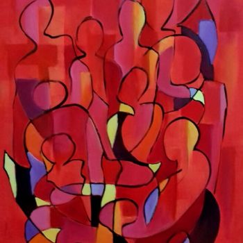 Painting titled "confinement n°2" by Martine Woellet, Original Artwork, Acrylic