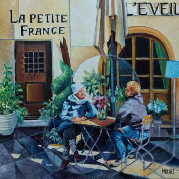 Pintura intitulada "La petite France" por Martine Woellet, Obras de arte originais, Óleo Montado em Armação em madeira