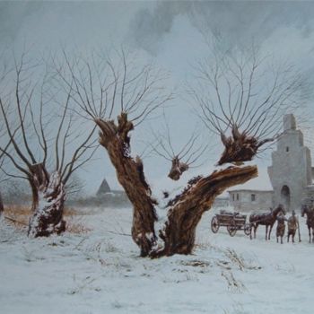 Pintura intitulada "Winter" por Vadim Voitekhovitch, Obras de arte originais, Óleo