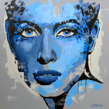 Pittura intitolato "Blue Mood" da Wojciech Bąbski, Opera d'arte originale, Acrilico