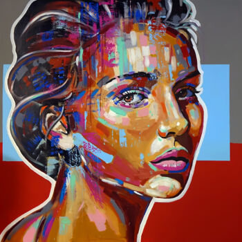 Картина под названием "Face 39" - Wojciech Bąbski, Подлинное произведение искусства, Акрил