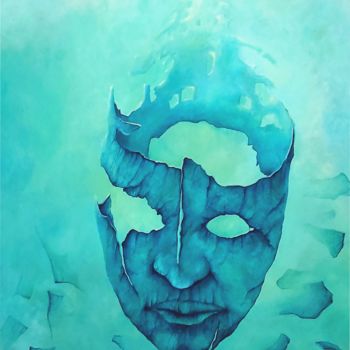 Schilderij getiteld "maska" door Wojtek Malicki, Origineel Kunstwerk, Olie