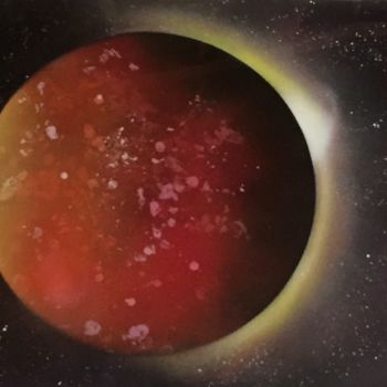 Painting titled "Blood Moon" by Wolfgang Mack, Original Artwork, Spray paint