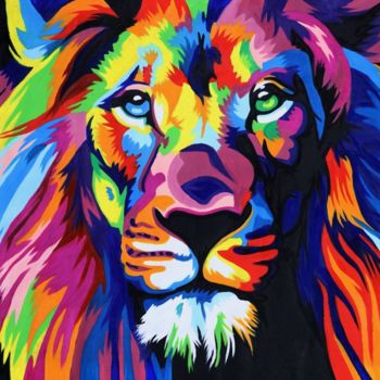 Painting titled "Lion" by Wolfgang Mack, Original Artwork, Oil