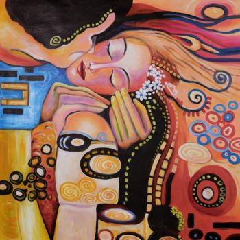 Painting titled "The Kiss" by Wolfgang Mack, Original Artwork, Oil