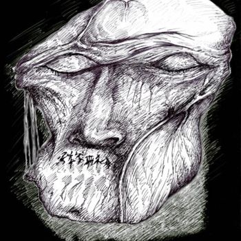 Dibujo titulada "Face de northlight" por Wolfonic, Obra de arte original