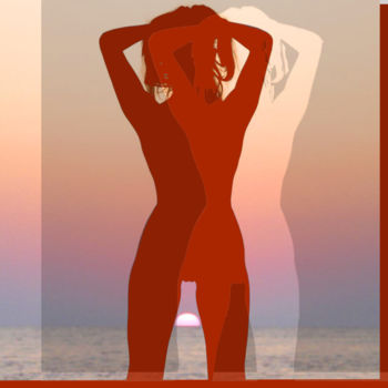 Arte digitale intitolato "Femme et mer rouge" da Wolf Thiele, Opera d'arte originale, Lavoro digitale 2D