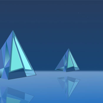Arte digital titulada "Deux pyramides en e…" por Wolf Thiele, Obra de arte original, Trabajo Digital 2D