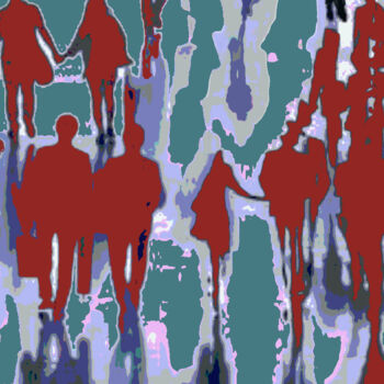 Arts numériques intitulée "Promeneurs rouge et…" par Wolf Thiele, Œuvre d'art originale, Travail numérique 2D