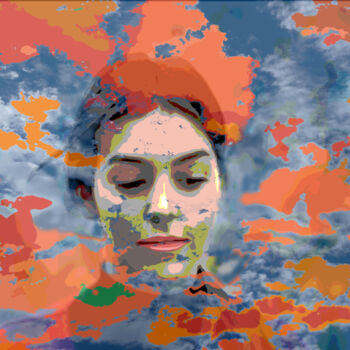 Arte digital titulada "Caroline en nuages" por Wolf Thiele, Obra de arte original, Trabajo Digital 2D