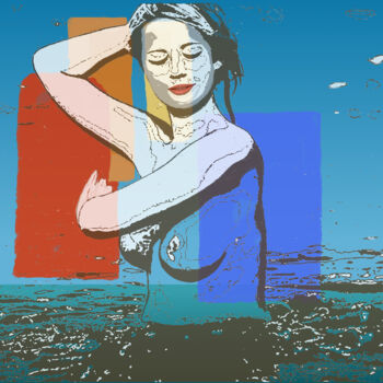 Digitale Kunst getiteld "Adèle entre mer et…" door Wolf Thiele, Origineel Kunstwerk, 2D Digital Work