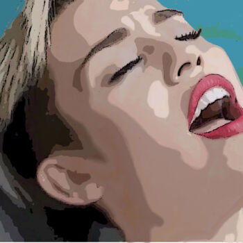 Malerei mit dem Titel "Hommage à Miley Cyr…" von Wolf Thiele, Original-Kunstwerk, 2D digitale Arbeit
