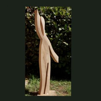 Skulptur mit dem Titel "Jeune homme - homma…" von Wolf Thiele, Original-Kunstwerk, Holz