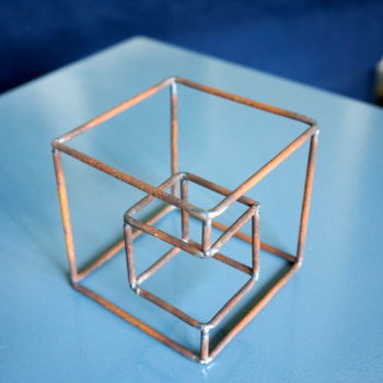 Скульптура под названием "Cube dans cube" - Wolf Thiele, Подлинное произведение искусства, Металлы