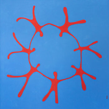 Картина под названием "The Circle" - Wolk, Подлинное произведение искусства, Акрил Установлен на Деревянная рама для носилок