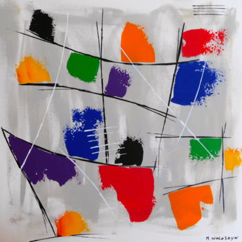 Malerei mit dem Titel "Tableau toile coton…" von M.Woloszyn, Original-Kunstwerk, Acryl