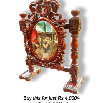 Sculpture titled "DRESSING MIRROR" by Laxmisri Handicrafts,Thrissur, Original Artwork, Wood