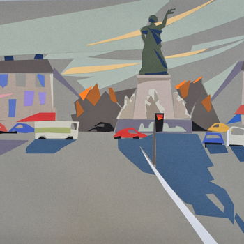 Collages intitulée "Place de la Républi…" par Wa Wong, Œuvre d'art originale, Collages
