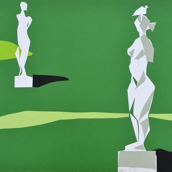 Collages intitulée "Jardin des Tuileries" par Wa Wong, Œuvre d'art originale, Collages