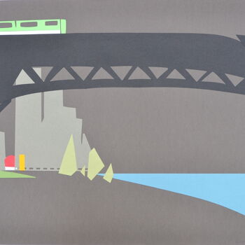 Collages titled "Métro suspendu" by Wa Wong, Original Artwork, Collages