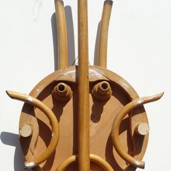 Sculpture intitulée "Démon" par Wa Wong, Œuvre d'art originale, Bois