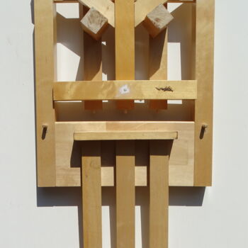 Skulptur mit dem Titel "Démon 4" von Wa Wong, Original-Kunstwerk, Holz