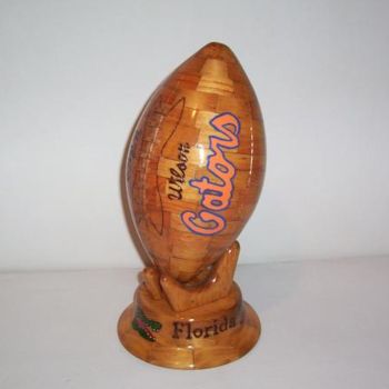 Sculpture titled "Wood Football" by Lane Daniel, Original Artwork, Wood