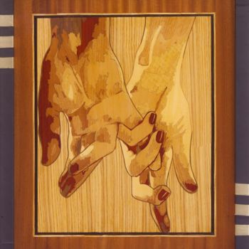 Коллажи под названием "Marquetry panel. Em…" - Woodins, Подлинное произведение искусства, Коллажи Установлен на Деревянная п…