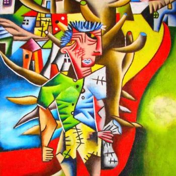 Pintura intitulada "Stealing, El robar,…" por Bryan Orquiza, Obras de arte originais, Óleo
