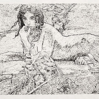 Malerei mit dem Titel "The young sphinx" von Mikhail Solovyov, Original-Kunstwerk, Tinte