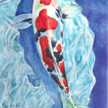 Ζωγραφική με τίτλο "Carp" από Валентина Гарматюк (WowValentine), Αυθεντικά έργα τέχνης, Ακουαρέλα