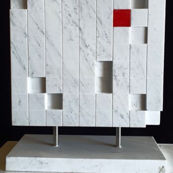 Sculpture titled "RED SUDOKU" by Wojciech Pietranik, Original Artwork, Stone