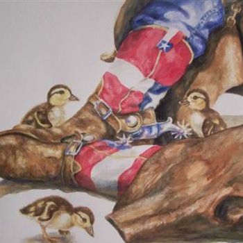 Malerei mit dem Titel "just ducky too" von Ralph Rivello, Original-Kunstwerk, Öl