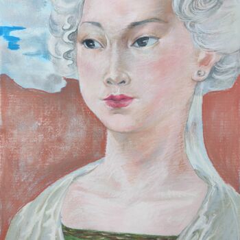 Картина под названием "Elisabeth" - Jin Fang Wang, Подлинное произведение искусства, Пастель Установлен на Деревянная панель