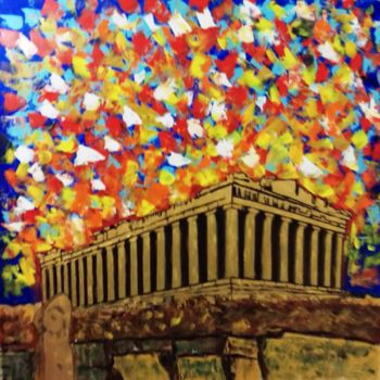 Painting titled "Acropolis, the Holy…" by X.K Thalassinos, Original Artwork, Acrylic