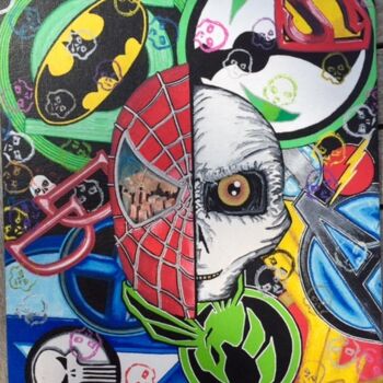 Painting titled "Spider BulB" by Xale, Original Artwork, Marker Mounted on Cardboard