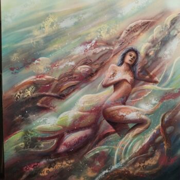 Schilderij getiteld "Sirène" door Xandare, Origineel Kunstwerk, Olie