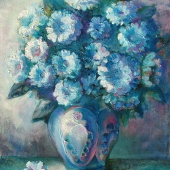 Painting titled "Blue bouquet" by Oxana Cherkassova, Original Artwork