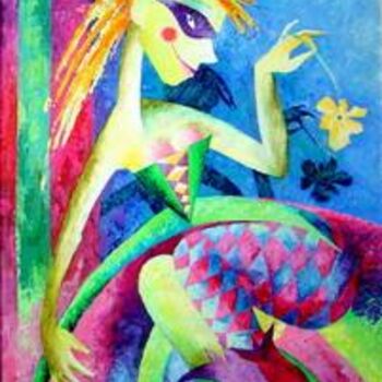 Painting titled "Colombina" by Oxana Cherkassova, Original Artwork