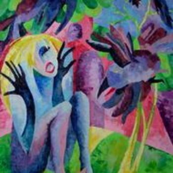 Schilderij getiteld "Birds of Fatum" door Oxana Cherkassova, Origineel Kunstwerk