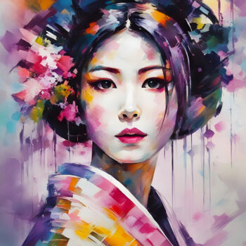 Arts numériques intitulée "Sakura" par Xav'Art, Œuvre d'art originale, Peinture numérique