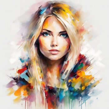 Arts numériques intitulée "La blonde" par Xav'Art, Œuvre d'art originale, Peinture numérique