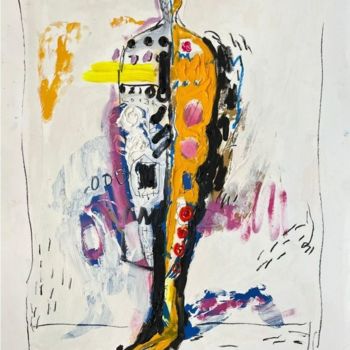 Картина под названием "Citizen yellow" - Xavi Garcia, Подлинное произведение искусства, Масло
