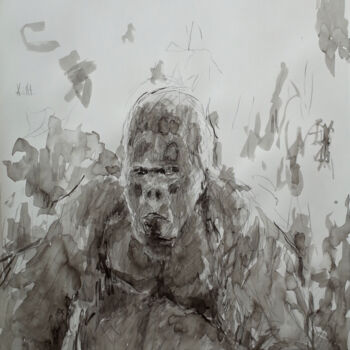 Malarstwo zatytułowany „Gorille” autorstwa Xavier Auffret, Oryginalna praca, Atrament