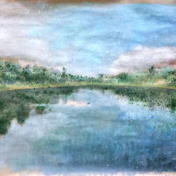 Painting titled "LAC" by Xavier Auffret, Original Artwork, Acrylic