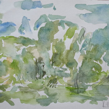 Peinture intitulée "ARBRES 1" par Xavier Auffret, Œuvre d'art originale, Aquarelle