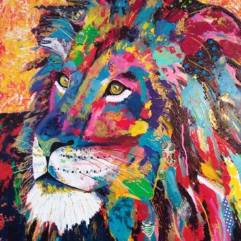 Painting titled "Lion 2" by Xc, Original Artwork, Acrylic