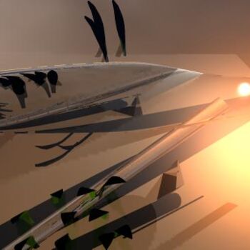 Digitale Kunst getiteld "Spacecraft-9" door Xavier Crepin, Origineel Kunstwerk