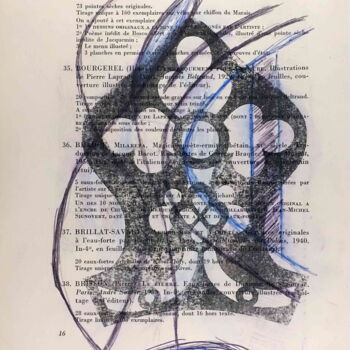 Отпечатки и Гравюры под названием "Bibliothèque d'un a…" - Xavier Debeerst, Подлинное произведение искусства, Монотип